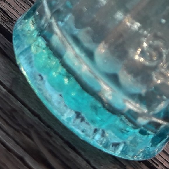 Vintage Glass Bottle with Lid Blue Art Glass Mini Dollhouse Wheaton Root Bitters - Picture 4 of 14